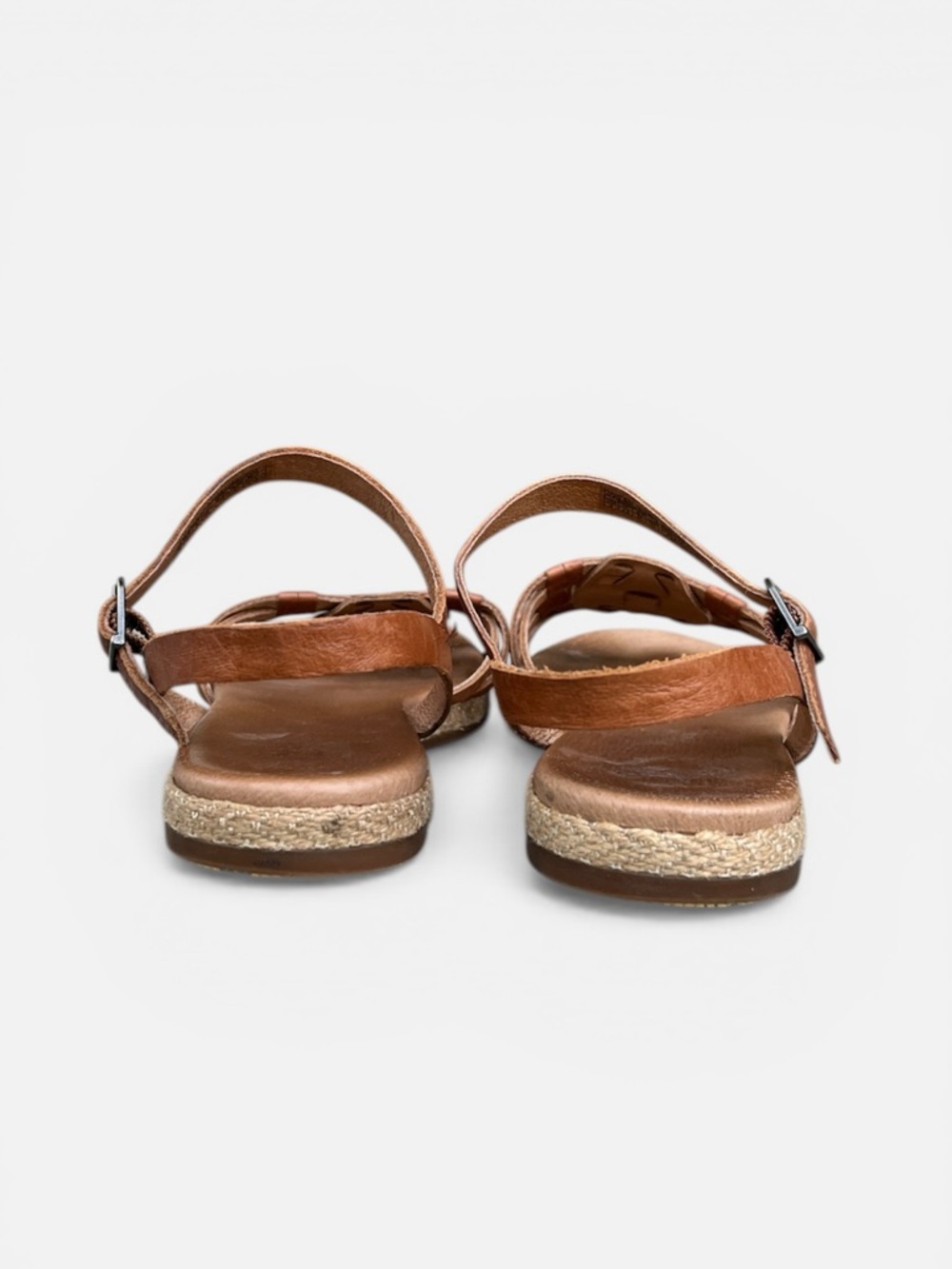 UGG Cognac Leather Strappy Flat Sandals - Picture 9 of 13